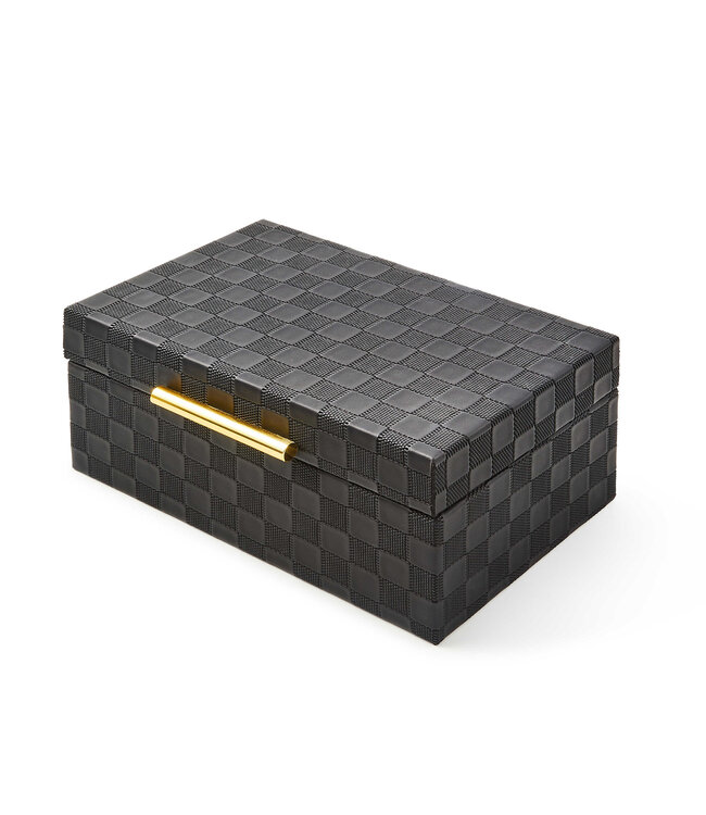 MACKENZIE CHILDS Black Faux Leather Box