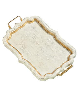 23.5" Distressed White with Gold Tray