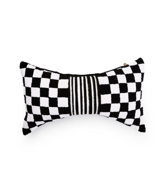 MACKENZIE CHILDS Black Check Bow Throw Pillow