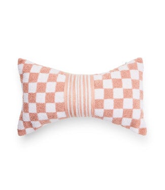 MACKENZIE CHILDS Pink Check Bow Throw Pillow