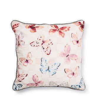 MACKENZIE CHILDS Eternity Butterfly Checked Throw Pillow