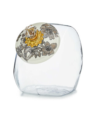 MACKENZIE CHILDS Cookie Jar with Sterling English Garden Lid