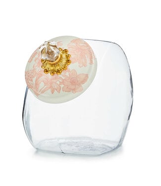 MACKENZIE CHILDS Cookie Jar with Rosy English Garden Lid
