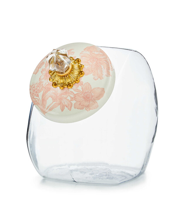 MACKENZIE CHILDS Cookie Jar with Rosy English Garden Lid