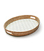 MACKENZIE CHILDS Sterling Check Enamel & Rattan Party Tray
