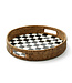 MACKENZIE CHILDS Courtly Check Enamel & Rattan Round Serving Tray