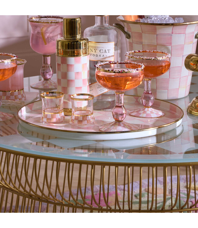 MACKENZIE CHILDS Rosy Check Round Tray
