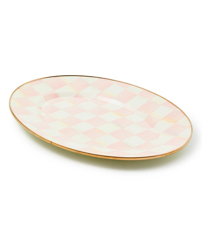 MACKENZIE CHILDS Rosy Check Small Oval Platter