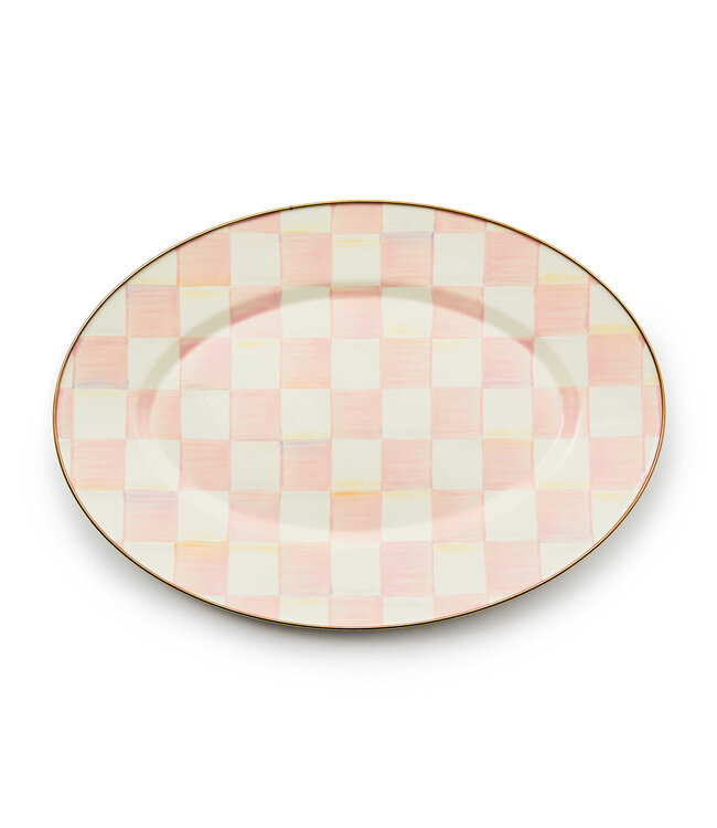 MACKENZIE CHILDS Rosy Check Small Oval Platter