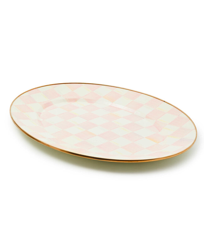 MACKENZIE CHILDS Rosy Check Medium Oval Platter
