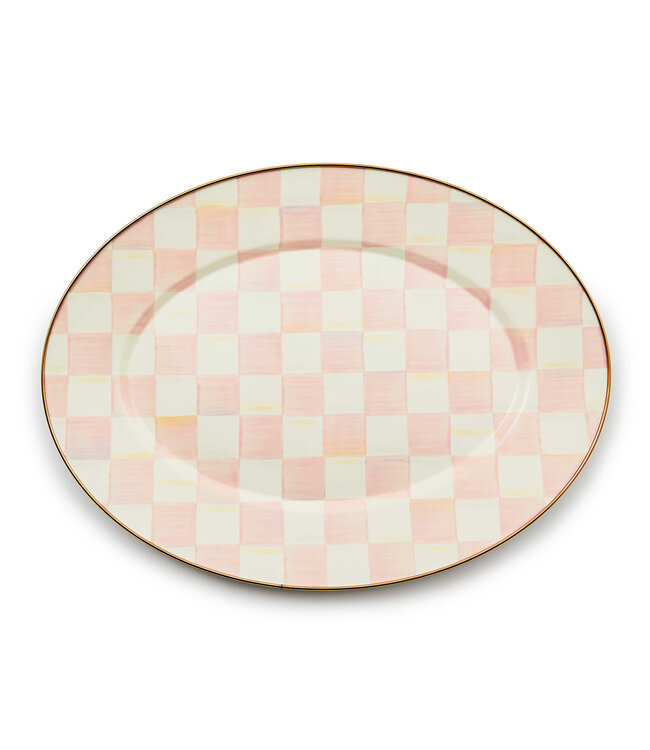 MACKENZIE CHILDS Rosy Check Medium Oval Platter