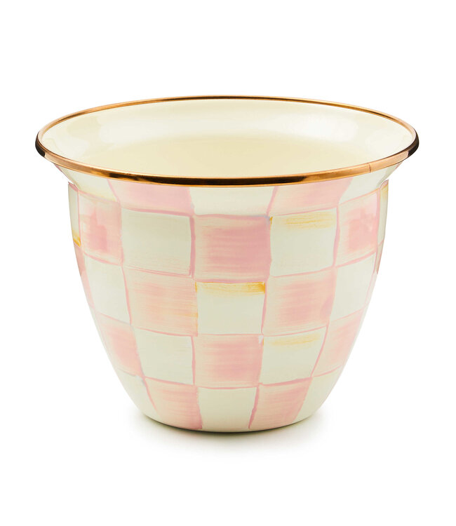 MACKENZIE CHILDS Rosy Check Large Flower Pot