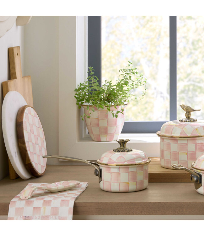 MACKENZIE CHILDS Rosy Check Large Flower Pot