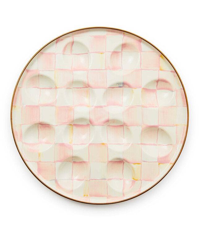MACKENZIE CHILDS Rosy Check Egg Plate