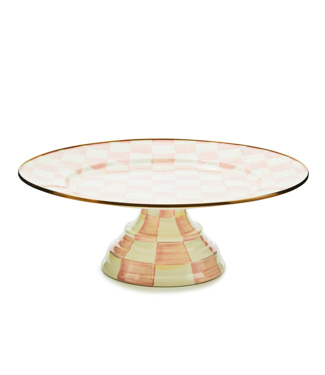 MACKENZIE CHILDS Rosy Check Large Pedestal Platter