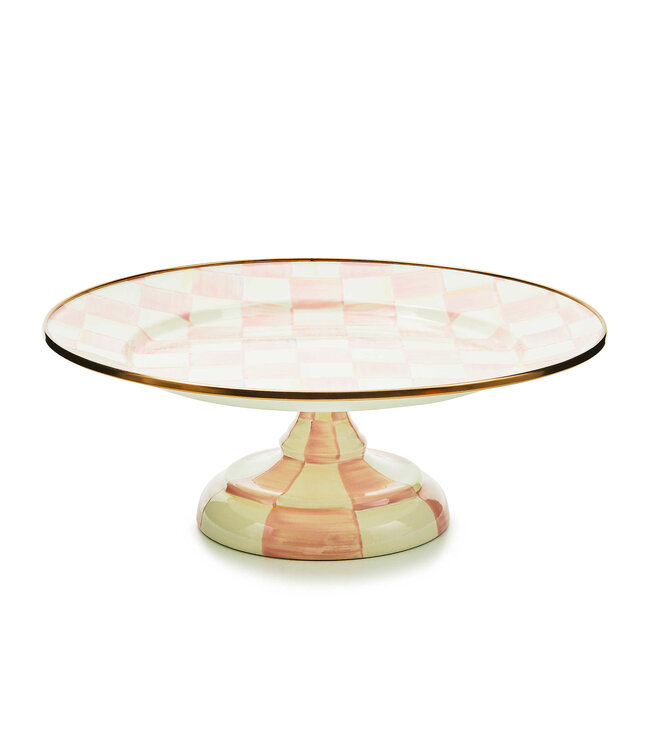 MACKENZIE CHILDS Rosy Check Small Pedestal Platter
