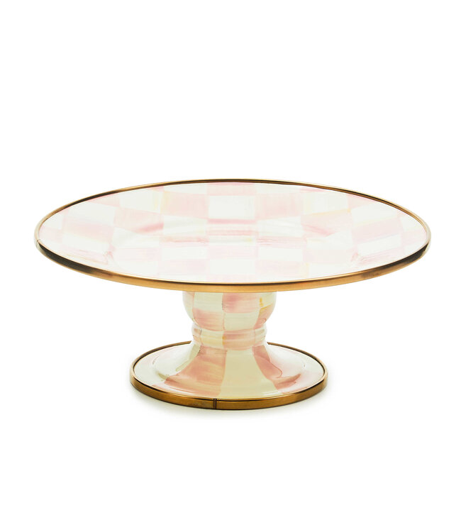 MACKENZIE CHILDS Rosy Check Mini Pedestal Platter