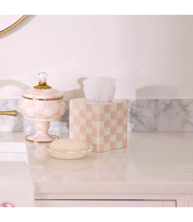 MACKENZIE CHILDS Rosy Check Boutique Tissue Box Cover