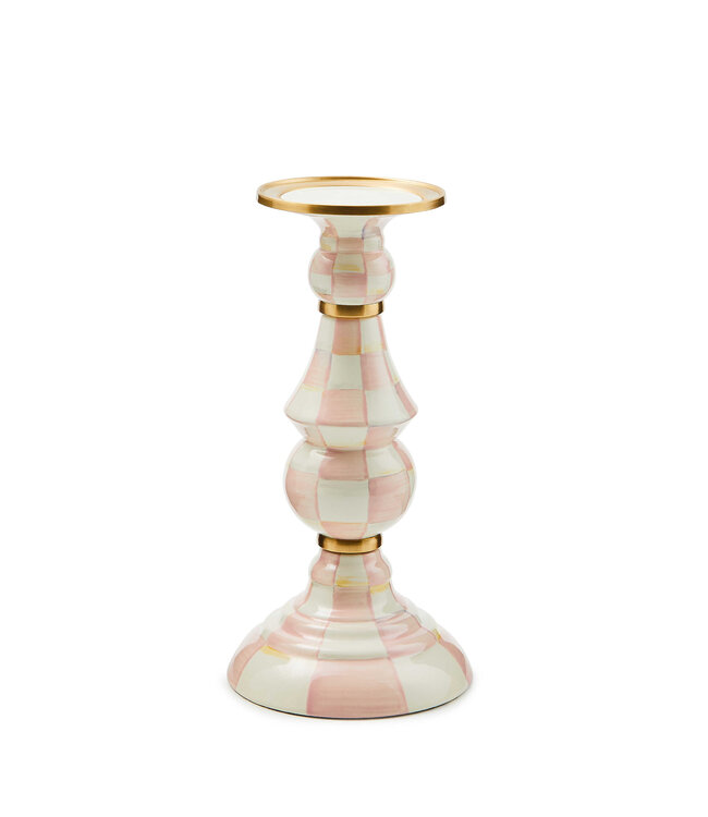 MACKENZIE CHILDS Rosy Check Pillar Candlestick