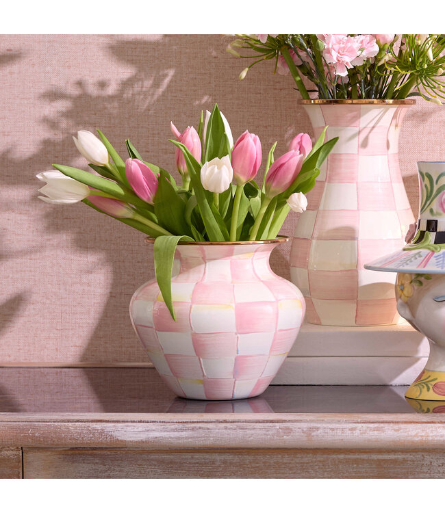 MACKENZIE CHILDS Rosy Check Large Vase