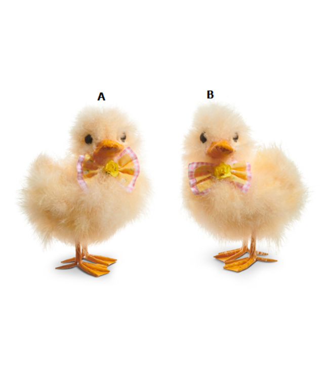 8” Fluffy Yellow Duck With Bow