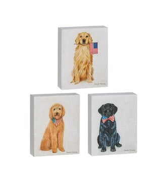 8" Patriotic Pup Wood Block