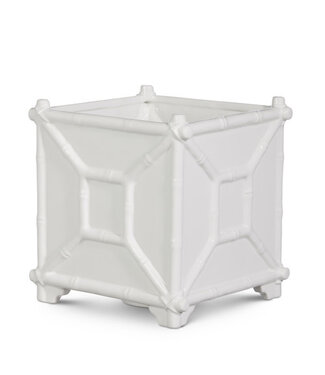 8.5" White Bamboo Planter