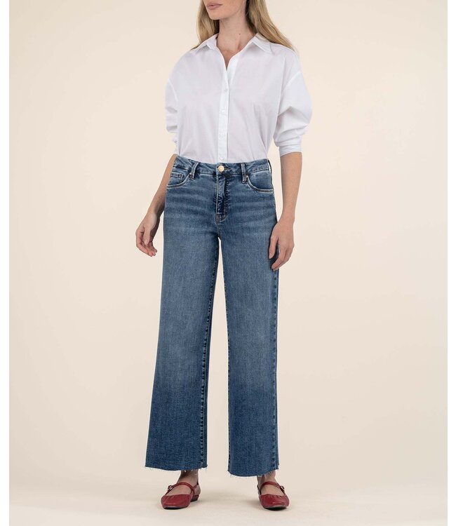 KUT FROM THE KLOTH Meg High Rise Fab Ab Wide Leg Raw Hem