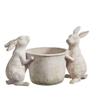 15.5” Rabbits With Flower Pot