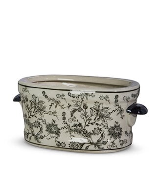 14.5” Brown and Ivory Container
