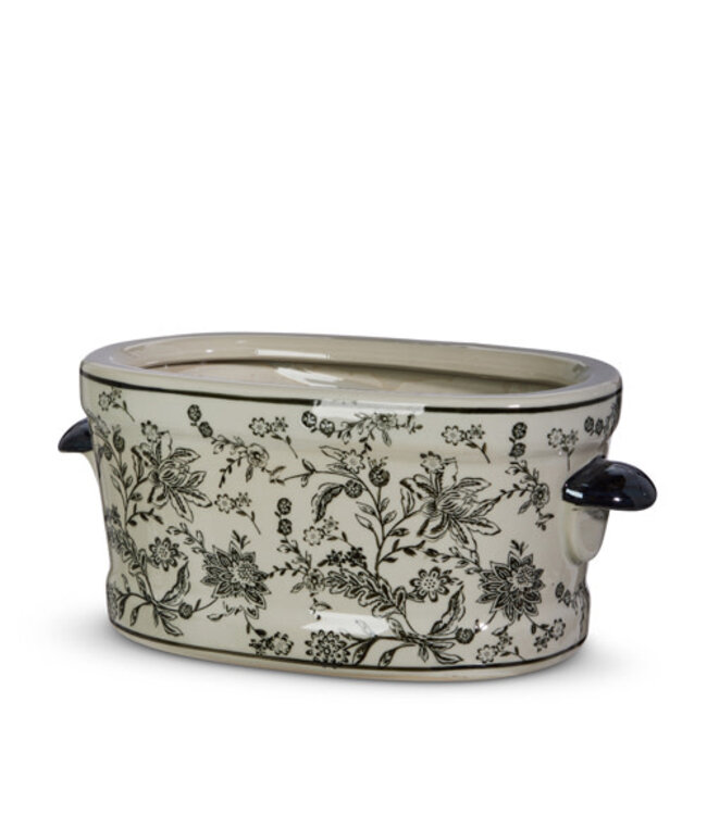 14.5” Brown and Ivory Container