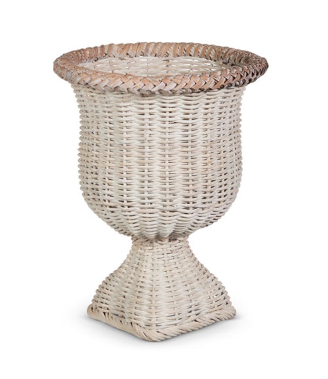 15" White Woven Urn