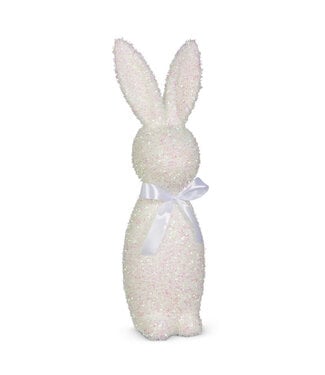 16" Iridescent White Flocked Bunny