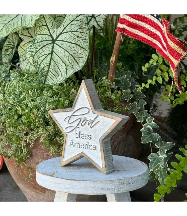 Bless America Carved Star