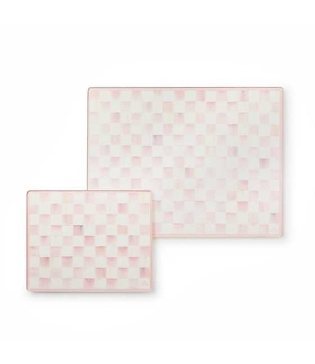 MACKENZIE CHILDS Rosy Check Glass Cutting Board Set of 2