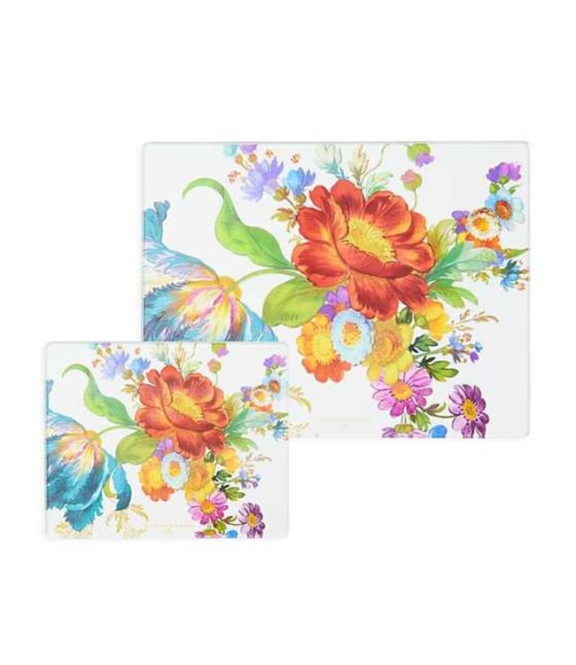 MACKENZIE CHILDS Flower Market Glass Cutting Board Set of 2