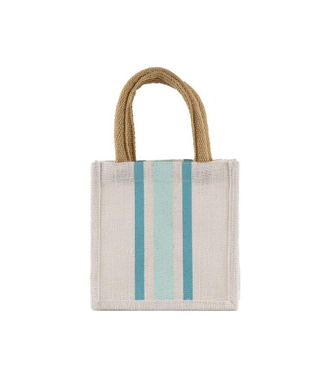 Stripe Petite Gift Tote White/Turquoise/Sky