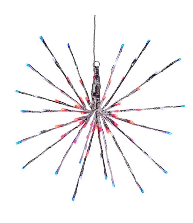 18” Silver Starburst With Red, White and Blue Lights