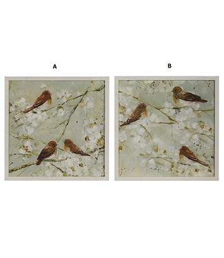 20” Wrens on Branch Framed Print - Sold Individually