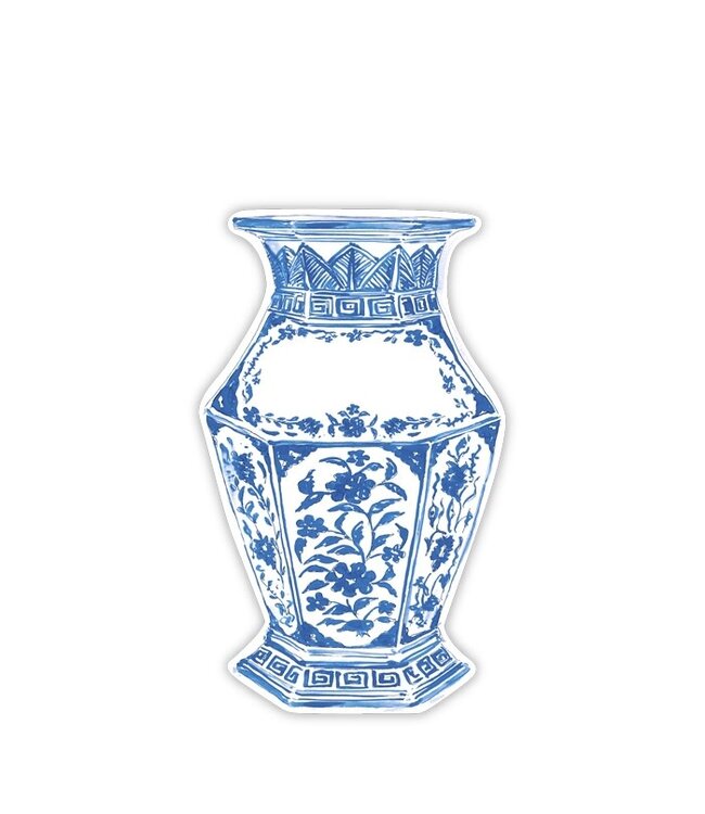 ROSANNE BECK COLLECTIONS Handpainted Blue Chinoiserie Urn Die-Cut Accents