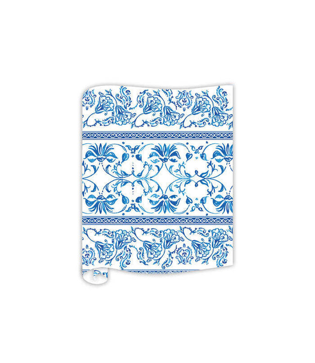 ROSANNE BECK COLLECTIONS Table Runners - Blue Chinoiserie Stripe