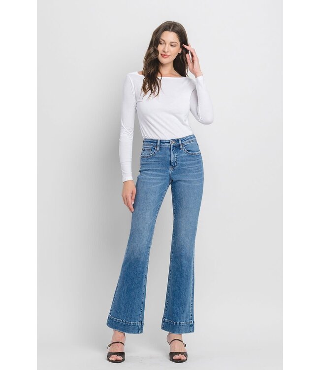 Kayla High Rise Trouser Hem Relaxed Flare Jeans