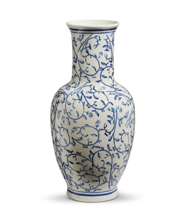 20.5” Blue and White Vase