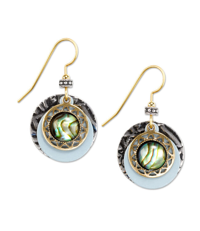 SILVER FOREST Layered Round with Ornate Frame Earrings