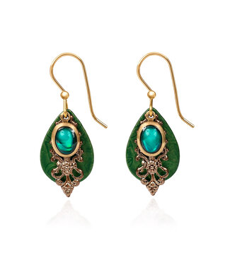 SILVER FOREST Green Abalone Layered Drop Earrings