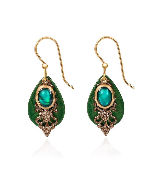 SILVER FOREST Green Abalone Layered Drop Earrings