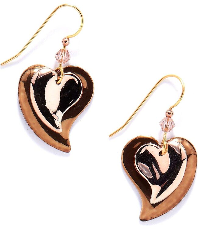 SILVER FOREST Bronze & Copper Hearts Earrings