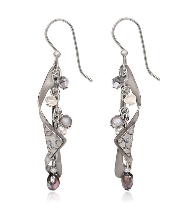 SILVER FOREST Silver Beaded Chain Earrings