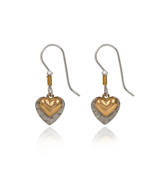 SILVER FOREST Layered Hearts with Wire Wrap Earrings