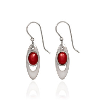 SILVER FOREST Open Long Oval with Cabochon Earrings